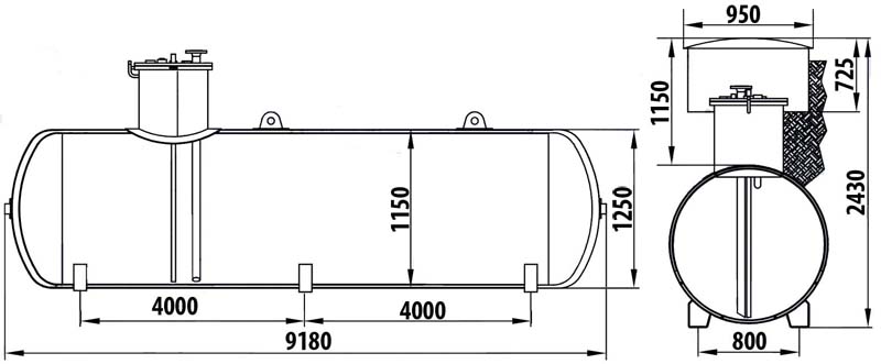 Газгольдер двухстенный 10 м3 диаметр 1250 мм. купить